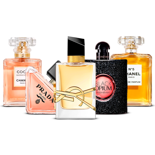 Sada 5 parfémů – Coco Mademoiselle, Prada Paradoxe, Libre, Black Opium a Chanel N°5 [100 ml každý]