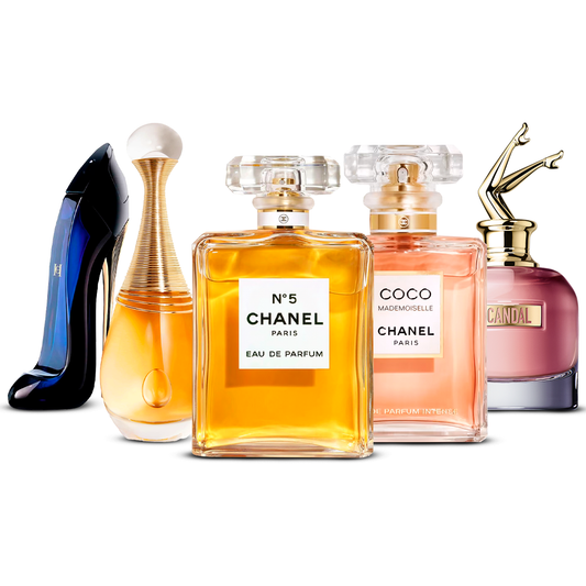 Sada 5 parfémů – Good Girl, J'adore, Chanel Nº5, Coco Mademoiselle a Scandal [100 ml každý]