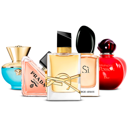 Sada 5 parfémů – Versace Dylan Turquoise, Prada Paradoxe, Yves Saint Laurent Libre, Giorgio Armani Sì a Dior Hypnotic Poison [100 ml každý]