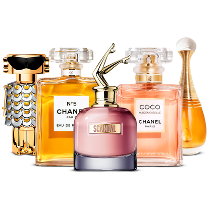 Sada 5 parfémů – Fame, Chanel Nº5, Scandal, Coco Mademoiselle a J'adore [100 ml každý]