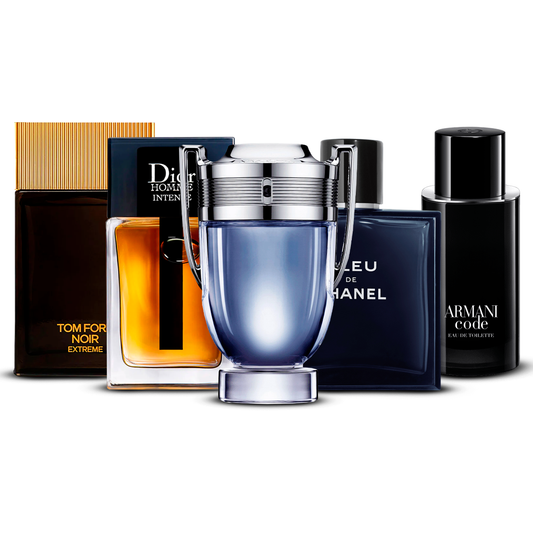 Sada 5 parfémů – Tom Ford Noir Extrême, Dior Homme Intense, Invictus, Bleu de Chanel a Armani Code [100 ml každý]