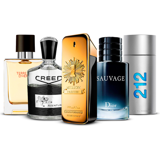 Sada 5 parfémů – Terre d'Hermès, Creed Aventus, 1 Million, Sauvage a 212 Men [100 ml každý]