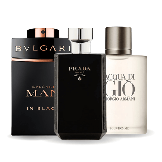 Sada 3 parfémů Bvlgari In Black, Giorgio Armani Acqua Di Gio, L'Homme Prada Intense 100 ml