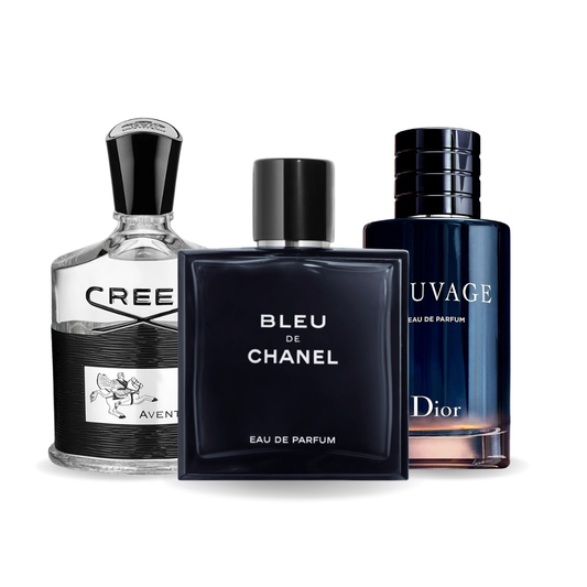 Sada 3 parfémů Creed AVENTUS, BLEU DE CHANEL, Dior SAUVAGE 100 ml