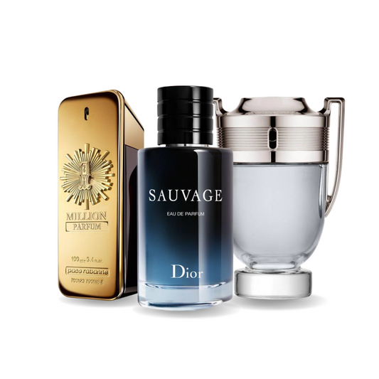 Sada 3 parfémů Paco Rabanne ONE MILLION, Dior SAUVAGE a Paco Rabanne INVICTUS 100 ml