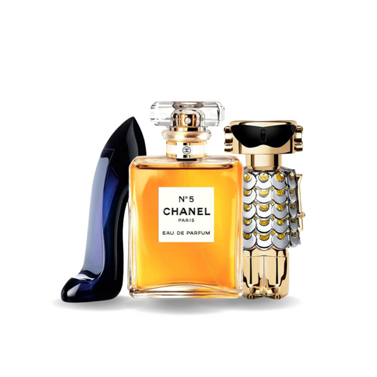 Sada 3 parfémů Carolina Herrera GOOD GIRL, Chanel Nº5 a Paco Rabanne FAME
