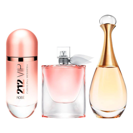 Sada 3 dámských parfémů - 212 VIP Rosé, La Vie est Belle a J'adore