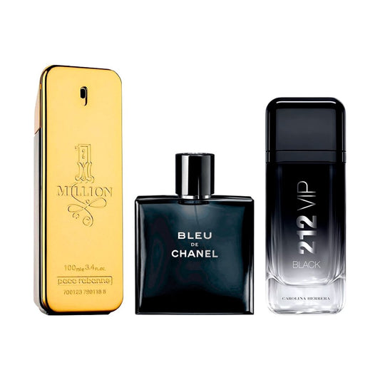 Sada 3 pánských parfémů - 1 Million, Bleu de Chanel a 212 VIP Black