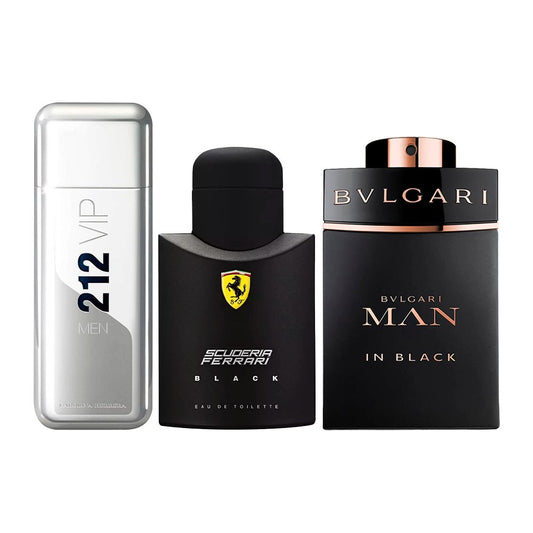 Sada 3 pánských parfémů - 212 VIP, Ferrari Black a Bvlgari In Black