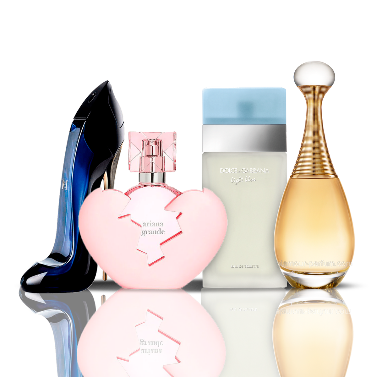 Sada 4 parfémů | Thank U Next + Light Blue + Good Girl + J'adore 100 ml