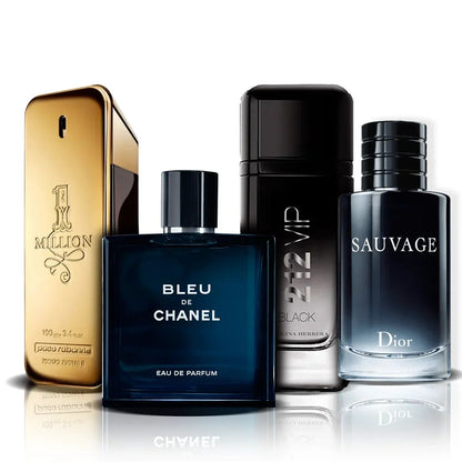 Sada 4 parfémů | One Million, Bleu de Chanel, 212 Vip Black a Sauvage (100 ml)